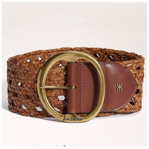 NWT Sam Edelman Womens Woven Textured Brown Wide Fashion Belt Boho Size M (8/10)